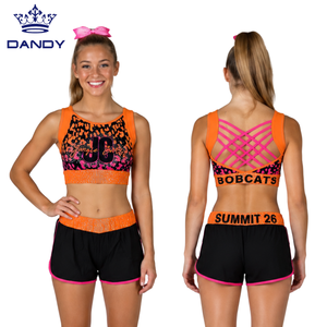 Custom Sublimated Cheer Practice Wear Set With Criss Cross Back Sports Bra And Breathable Shorts For All Star Cheer Training