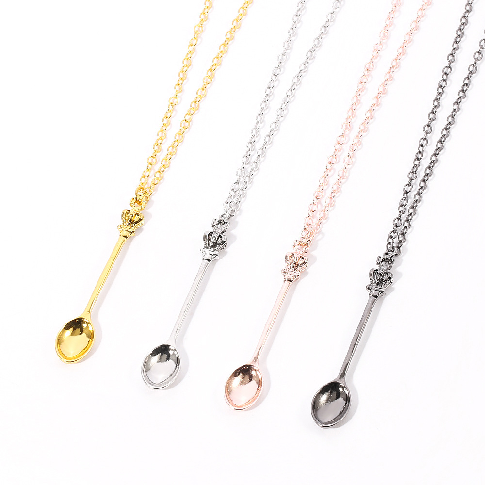 HUANGYIFEI Necklace Pendant Chokers Fashion Women Men Crown Mini Tea Spoon Shape Pendant Long Chain Necklace Sweater Metal Chain Necklace Jewelry HUANGYIFEI Necklace Pendant Chokers Fashion Women Men Crown Mini Tea Spoon Shape Pendant Long Chain Necklace Sweater Metal Chain Necklace Jewelry
