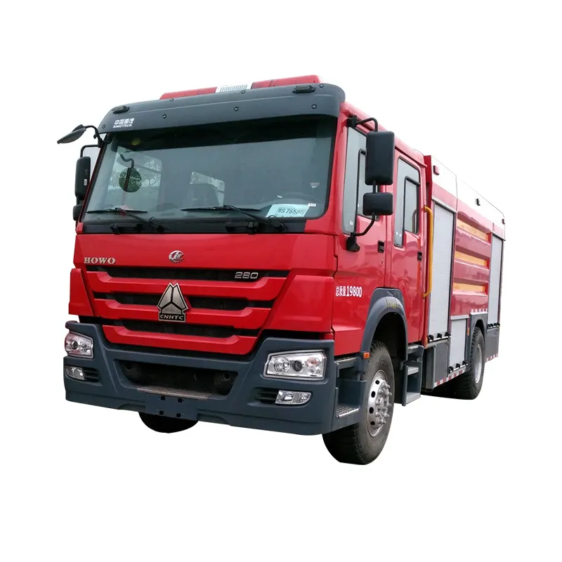 Ağır kamyon Sinotruk Howo yangın söndürme su kamyonu fiyat 4x2 8000 litre su deposu yangın söndürme kamyonu