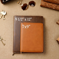 Portafolio de Negocios de Cuero con Grabado Láser, Carpeta de Archivos A4 con Porta Tarjetas, Logotipo Personalizado Profesional