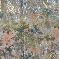 Tissu en maille extensible écologique à paillettes, broderie florale à sequins, impression numérique guipure en polyester, vente en gros pour robes, personnalisation OEM
