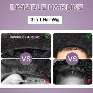 Parrucca Mezza Testa Riccio Crespo 220% Densità Capelli Remy Parrucche Ricce 100% Capelli Umani Senza Leave Out Migliorata Parrucca Mezza Testa Senza Colla con Clip per Donne - Product Image 6