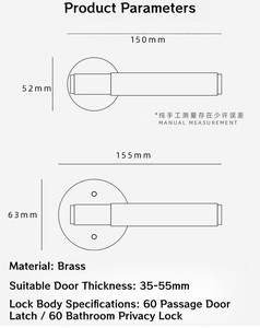 Juego de Manijas de Puerta de Latón Macizo con Acabado Bronce Antiguo, Diseño Moderno y Lujoso, para Puertas Interiores, con Función de Privacidad y Seguridad - Product Image 5