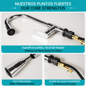 <span class=keywords><strong>Robinet</strong></span> de cuisine contemporain en laiton SOLVEX Grifo Cocina, mitigeur chaud/froid avec cartouche céramique et douchette extractible, idéal pour hôtels et centres commerciaux - Product Image 4
