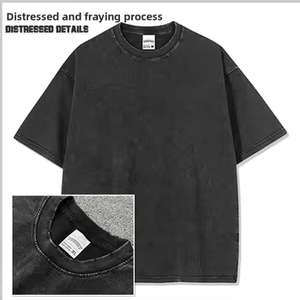 T-shirt da <span class=keywords><strong>Uomo</strong></span> di Alta Qualità Stile Y2K Hip Hop Streetwear, 100% Cotone, Motivo Tinta Unita Ricamato, Taglia Molto Grande, Vestibilità Ampia Lavorata a Maglia - Product Image 5
