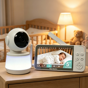 Moniteur vidéo pour bébé IPS HD 5 pouces 360° °   Pan 99 °   <span class=keywords><strong>Caméra</strong></span> inclinable avec vision nocturne infrarouge automatique et interphone audio bidirectionnel - Product Image 1