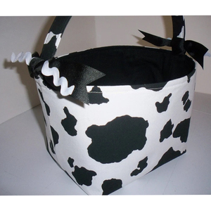 Neues Design Tierdruck-Osterkorb Niedlicher Schwarzer Korb mit Schleifenakzenten Kuh-, Leopard- und Tarnmuster Leerer Kinder-Süßigkeiten-Aufbewahrungsbeutel - Product Image 2