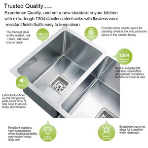 Amaxo-fregaderos de cocina de acero inoxidable SUS 304, doble cuenco, estándar canadiense y americano moderno - Product Image 2