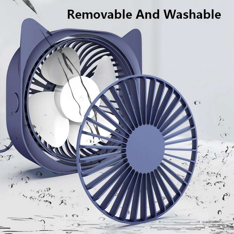 Cute Cat Ear USB Desk Fan 3 Speed Adjustable 360° Rotation Personal ...