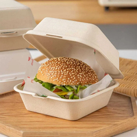 Boîtes à emporter en papier pour frites, hamburgers et fast-food, personnalisées, de haute qualité, en bagasse de canne à sucre, recyclées et imprimées