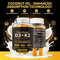 Gummies végétales D3 K2 Calcium Marque Blanche 60 unités – Favorise la Densité Osseuse et la Santé du Système Immunitaire – ODM OEM