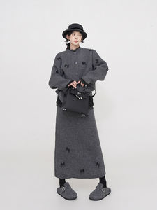 מעיל סוודר עם שרוולים ארוכים מעובה לנשים סתיו חורף סט טופ סרוג בסגנון קוריאני - Product Image 4