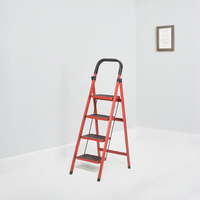 Échelle escamotable en acier de conception moderne pour hôpital, 3-4 marches, marchepied rouge, échelles télescopiques pliantes