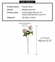 Flor Artificial de Crisantemo de Seda con 2 Cabezas, Tipo Pompon, para Decoración de Bodas y Hogar