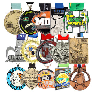 Médaille de défi vierge fabriquée en Chine, médaille en métal doré 3D, récompense de marathon, médailles de sport en bronze avec rubans - Product Image 6
