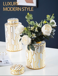 <span class=keywords><strong>Vase</strong></span> en céramique moderne nordique Msh, design cylindrique simple, idéal pour la décoration de table, d'armoire à vin ou de salon. - Product Image 4