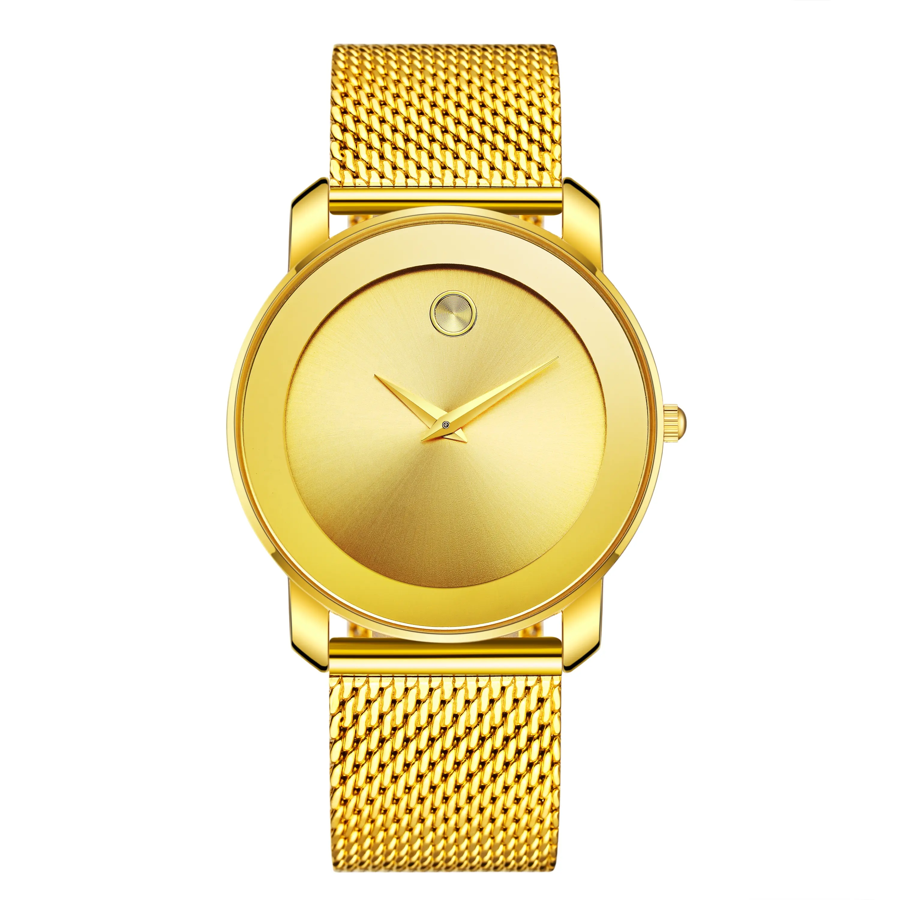 นาฬิกาแฟชั่นเรียบง่ายสำหรับผู้หญิง,นาฬิกาตาข่ายบางพิเศษสีทอง18K กันน้ำแนวลำลองสำหรับสุภาพสตรีนาฬิกาควอตซ์