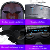 Masque lumineux LED pour fête, édition d'images, masque programmable, contrôle par application pour Halloween mascarade