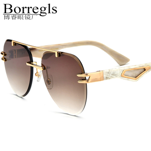 Gafas de Sol Borregls Buffalo Horn para Hombre, Diseño de Marca de Lujo 2025, Sin Montura, Lentes de Nailon Extra Grandes, Modelo <span class=keywords><strong>0039</strong></span> - Product Image 1