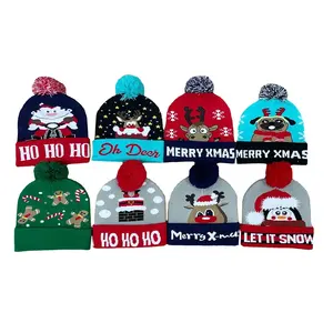 2024 New Festival Party Pompom Christmas Hats Gift Kids Adults Knitted Beanies winter Hat Merry Christmas Adult Child Decoration