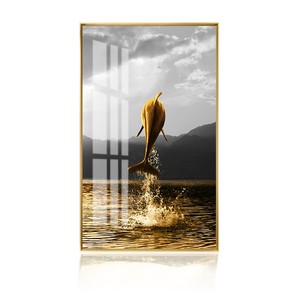 Popolare delfino e barca <span class=keywords><strong>a</strong></span> <span class=keywords><strong>vela</strong></span> decorazione soggiorno pittura stampa tre pezzi Set di pittura porcellana di cristallo - Product Image 5