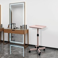 Chariot de Salon Rose Réglable en Hauteur, Chariot d'Appoint à Roulettes pour Esthétique, 5 Roues Pivotantes, Fournitures de Coiffure