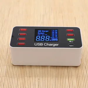 Portable 8-port QC3.0 charger Power 40 charging station multi-USB fast charging stand multi-mobile phone charging