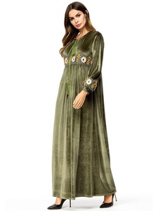 Fashion Design Islamic Clothing Muslim Kaftan <strong>Long</strong> <strong>Sleeve</strong> <strong>Maxi</strong> Women <strong>Dress</strong> Party Wearing <strong>Velvet</strong> Muslim <strong>Dress</strong> - Product Image 2