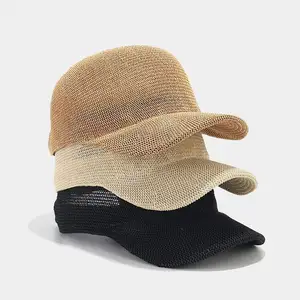 여름 통기성 밀짚 야구 모자 남자 야외 종이 태양 모자 여자 단색 조절 가능