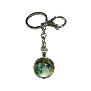 New Design High Quality Cheap 3D Luminescent Luminous Round Glowing K9 Crystal Ball Keychain Glass Globe Earth Small Keychain