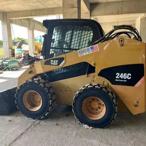 USADO CAT Skid Steer Loader cat 246C mini carregadeiras carregadeira Especificações dianteiras com máquina de garra cat246 à venda