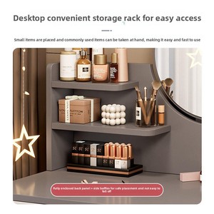 Modern Minimalist Ahşap Makyaj Masası, Entegre Makyaj Aynası ve Aydınlatma ile Küçük Daireler İçin Kız Çocuk Odası İçin Uygun - Product Image 4