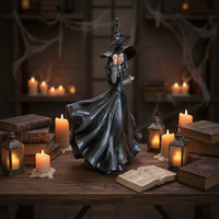 Figurine de sorcière d'Halloween, statue décorative, artisanat, décoration intérieure pour maison hantée, accent décoratif, cadeau d'Halloween, décoration pour la Fête des Fantômes