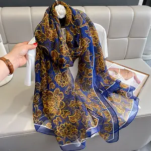 Женский длинный шарф с принтом, из полиэстера, 135x90 см