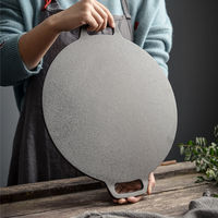 Poêle à crêpes ronde en fonte antiadhésive pré-assaisonnée avec poignées double face pour tortillas, crêpes, cuisson en extérieur, compatible gaz et induction