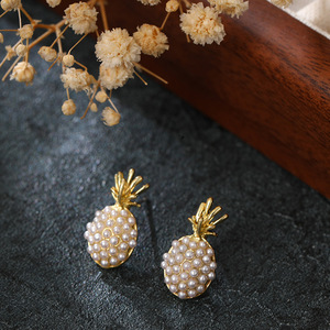 Pineapple Earring Korea Style Lady Party <b>Wedding</b> <b>Gift</b> Pineapple Pearl Sliver 925 Stud Earrings <b>for</b> Women - Product Image 2