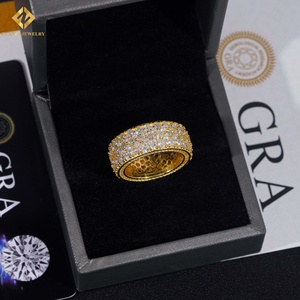 Hot Sale 3Rows Full Pave <b>Men</b> Moissanite <b>Ring</b> Pass Diamond Tester Hip Hop <b>Ring</b> Iced Out Moissnaite <b>Ring</b> - Product Image 5