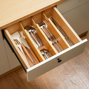 Adjustable Bamboo <b>Drawer</b> Dividers <b>6</b> Pack Rectangular Standing Type Storage Organizers For <b>Drawers</b> Clothing Utensil Underwear - Product Image 4