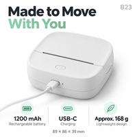 Imprimante d'étiquettes de poche B23 Mini Bluetooth 203 DPI, imprimante thermique sans encre pour journaux, notes d'étude, étiquettes DIY, charge USB C