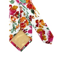 Cravate, nœud papillon et pochette de costume en popeline de coton imprimé floral orange personnalisé, style mode mariage fleurs de printemps, vente en gros