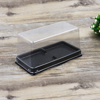 Boîte à gâteau rectangulaire jetable transparente en PET à 2 compartiments, qualité alimentaire, emballage en vrac