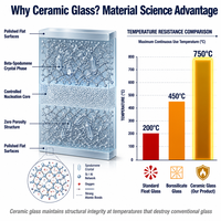 Verre microcristallin transparent de haute qualité résistant à la chaleur, verre ignifuge pour cheminées, épaisseur 3-5 mm
