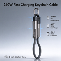 Kabel USB-C Premium 240W 4-in-1 Gantungan Kunci Pengisian Cepat Foil Silikon iPhone 15/16/17 Tablet Android Power Bank Kabel Pendek