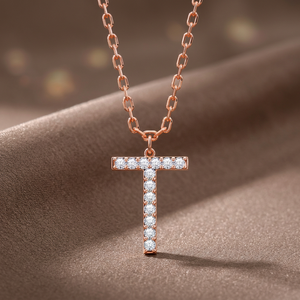 จี้เพชรเลี้ยงในห้องปฏิบัติการรูปตัวอักษร T ชุบทองคำ 18K สำหรับผู้หญิง สร้อยคอของขวัญเครื่องประดับชั้นดีแบบสั่งทำได้ - Product Image 3
