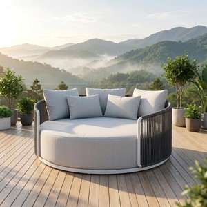 Sofá Redondo Moderno de Aluminio para Exteriores con Cojines, Resistente a la Intemperie, Ecológico, Juego de Jardín con Capacidad para 2 Personas - Product Image 5