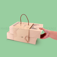 Boîte d'emballage pour pâtisserie, croissant, pain, cupcake, avec poignée et fenêtre, design intégral personnalisé, à emporter, avec fermeture à pression