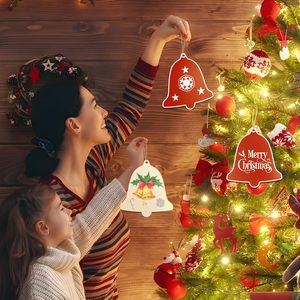 Adornos Navideños de Madera de 7 Pulgadas, 10 Piezas, Forma de Campana sin Terminar para Manualidades, Decoraciones Colgantes Hechas en China, Tercer Modelo - Product Image 2