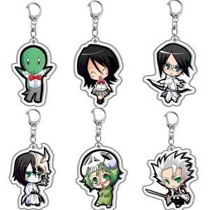 Porte-clés Anime <span class=keywords><strong>Bleach</strong></span> Kurosaki Ichigo <span class=keywords><strong>Ishida</strong></span> Uryuu Kuchiki Rukia Figure Porte-clés Porte-clés en acrylique double face Cadeau pendentif dessin animé - Product Image 1