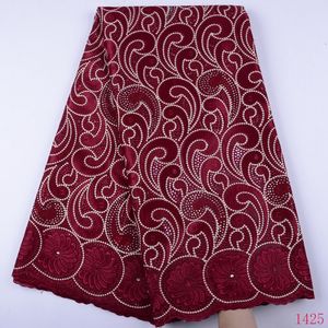 Tela de encaje africano de algodón suizo de alta calidad, tejido bordado de gasa nigeriana suiza para vestido de boda, 1425 - Product Image 4