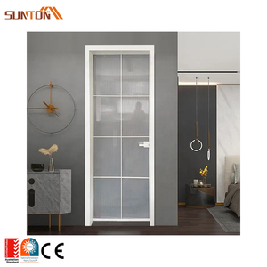 Maison moderne appartement intérieur chambre salle de bains toilette simple feuille profilés en aluminium cadre <span class=keywords><strong>double</strong></span> <span class=keywords><strong>porte</strong></span> battante en verre trempé - Product Image 5